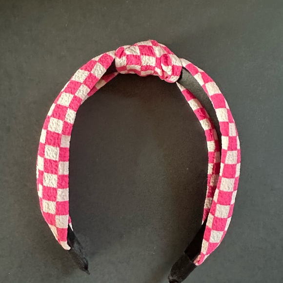 Headband NEW Pink & White checkered pattern - Picture 1 of 4